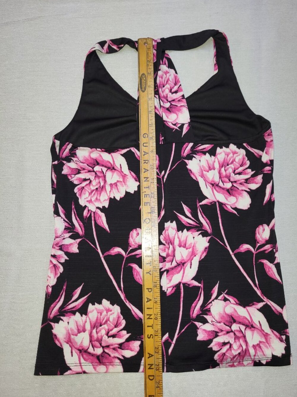 Ricki's Floral Tank Top Women's Small Black Pink Sleeveless V-Neck Blouse - Picture 4 of 12